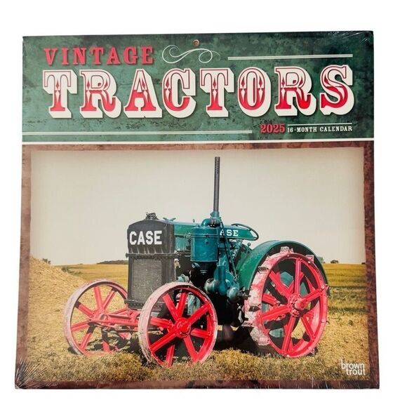 Brown Trout Antique Tractors 2025 12 x 12 Wall Calendar 16 month NEW - Picture 1 of 2